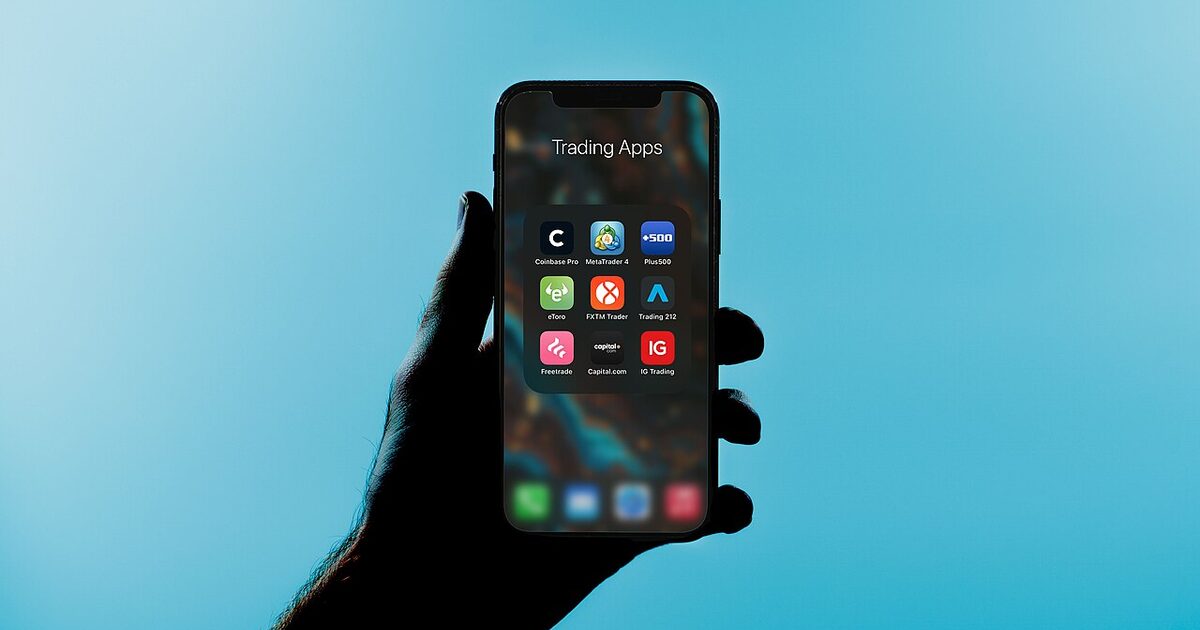 Trading applications open on a smartphone screen