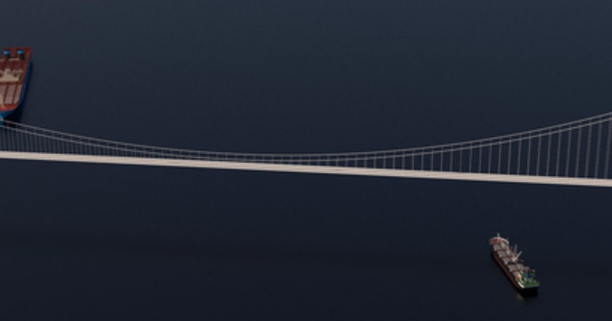 A cable-stayed bridge seen from below